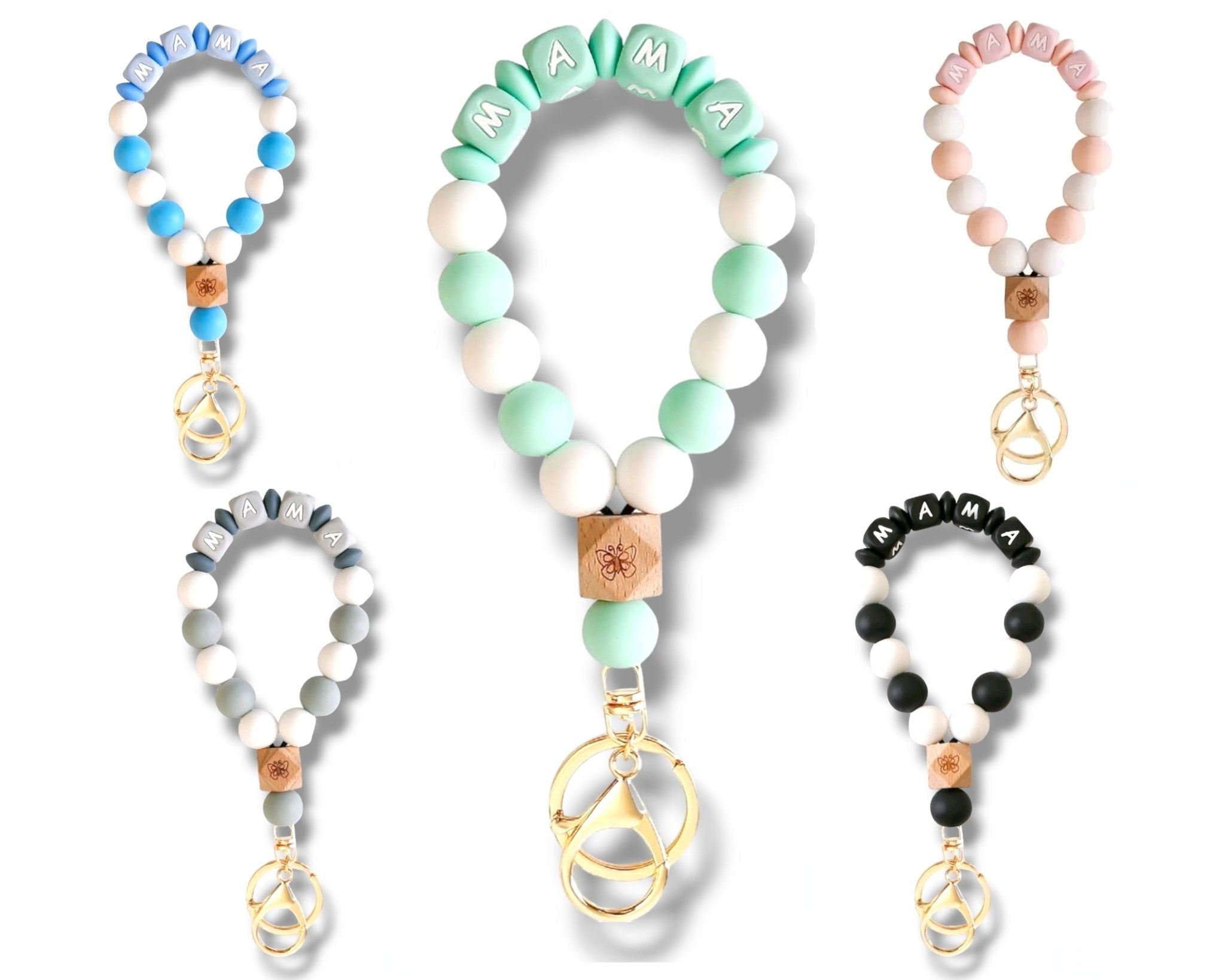 Mama Butterfly Bracelet Keychain Silicone Beaded Accessory