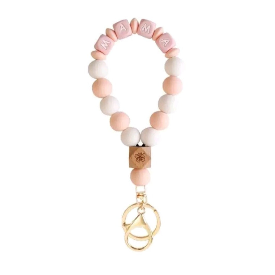 Mama Butterfly Bracelet Keychain Silicone Beaded Accessory