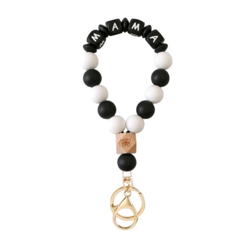 Mama Butterfly Bracelet Keychain Silicone Beaded Accessory